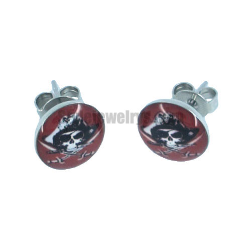 Stainless steel jewelry earring Enamel skull earring SJE370008 - Click Image to Close